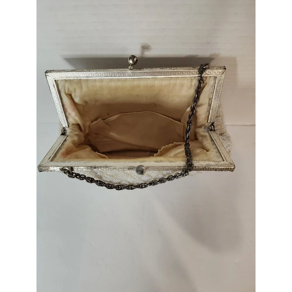 vintage white beaded clutch purse